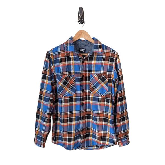 Lands' End Rugged Work Shirt Mens Small Plaid Sea Cliff Blue Utility Cabincore - Picture 1 of 11